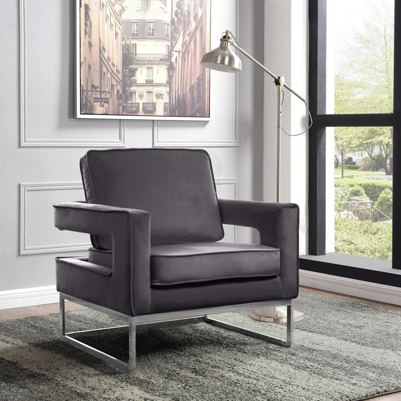 Meridian Noah Grey Velvet Accent Chair IMAGE 6