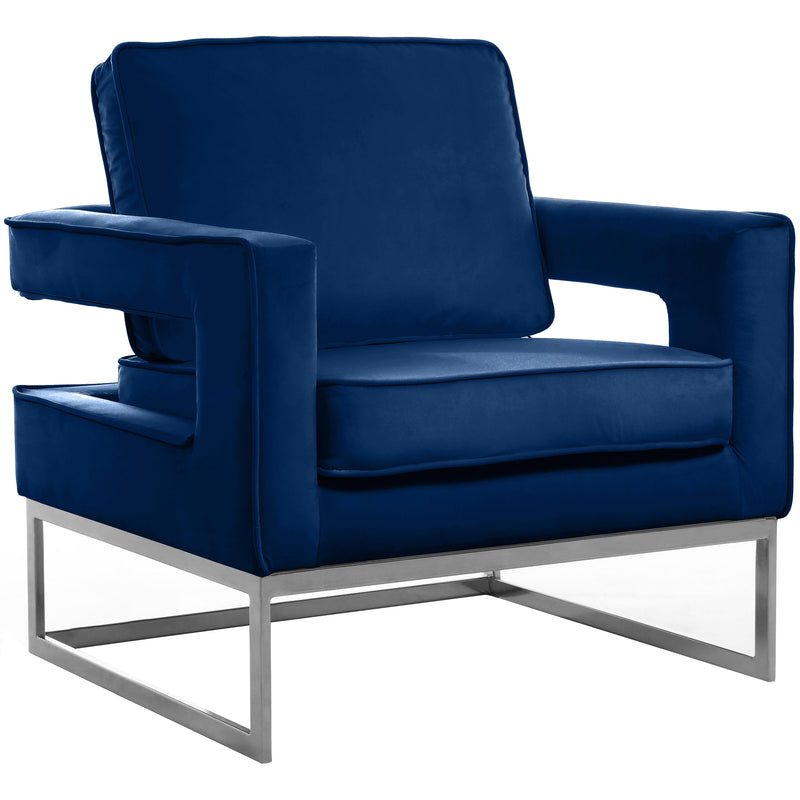 Meridian Noah Navy Velvet Accent Chair IMAGE 1