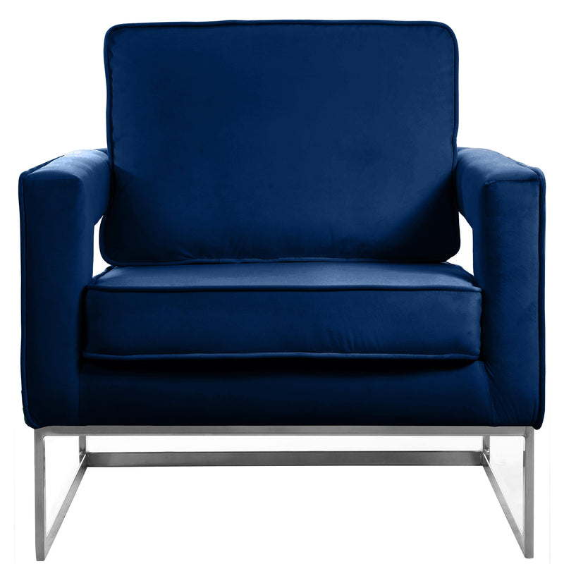 Meridian Noah Navy Velvet Accent Chair IMAGE 2