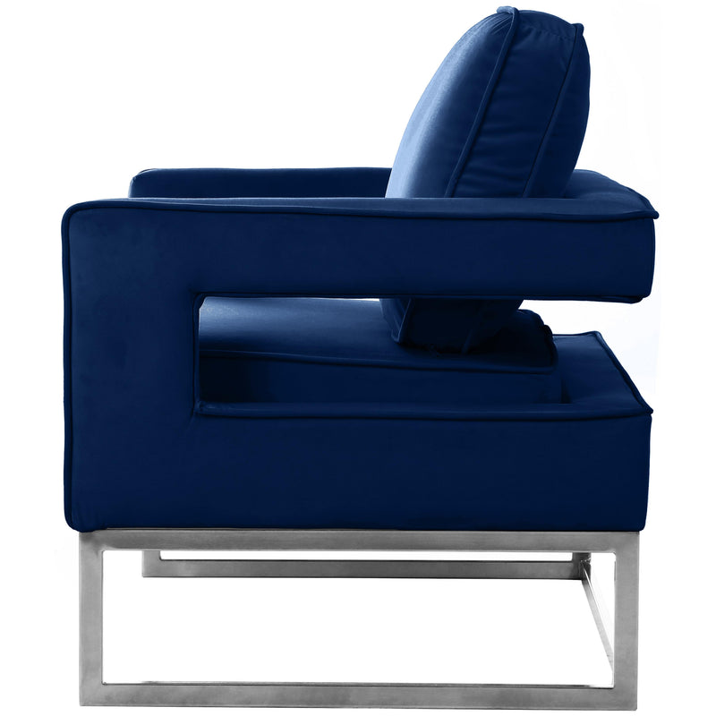 Meridian Noah Navy Velvet Accent Chair IMAGE 3