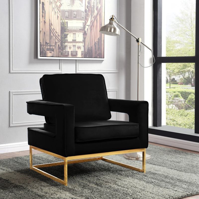 Meridian Noah Black Velvet Accent Chair IMAGE 6