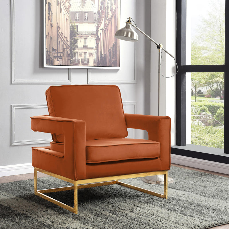 Meridian Noah Cognac Velvet Accent Chair IMAGE 6