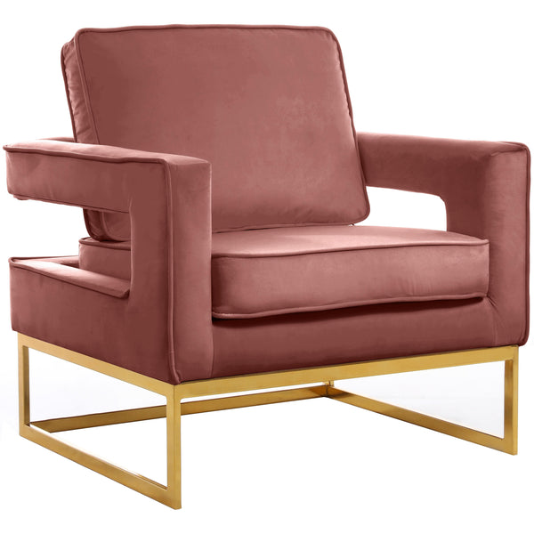 Meridian Noah Pink Velvet Accent Chair IMAGE 1