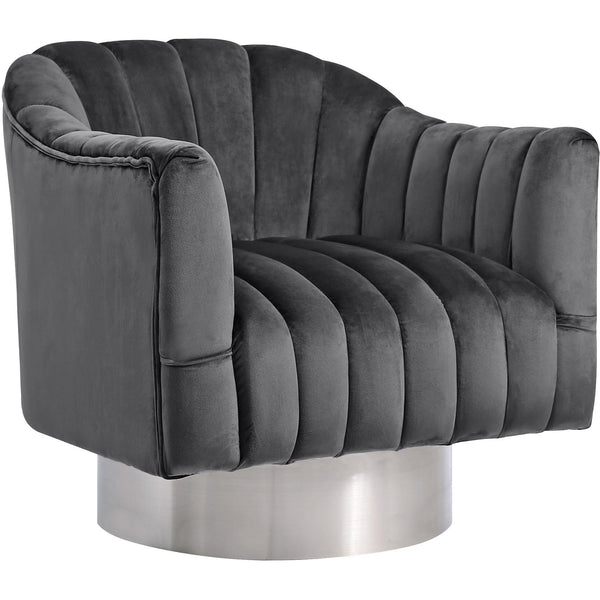 Meridian Farrah Grey Velvet Accent Chair IMAGE 1