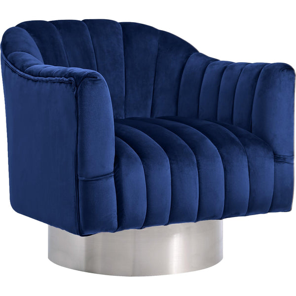 Meridian Farrah Navy Velvet Accent Chair IMAGE 1