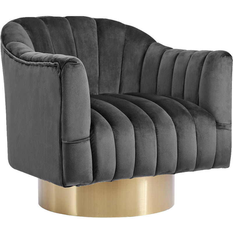 Meridian Farrah Grey Velvet Accent Chair IMAGE 1