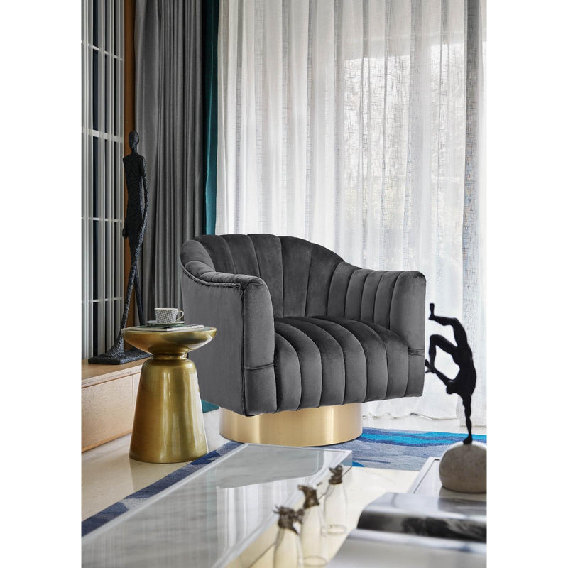 Meridian Farrah Grey Velvet Accent Chair IMAGE 4