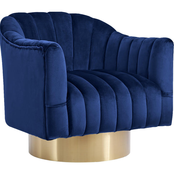 Meridian Farrah Navy Velvet Accent Chair IMAGE 1