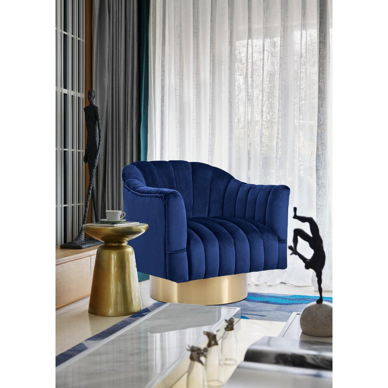 Meridian Farrah Navy Velvet Accent Chair IMAGE 4