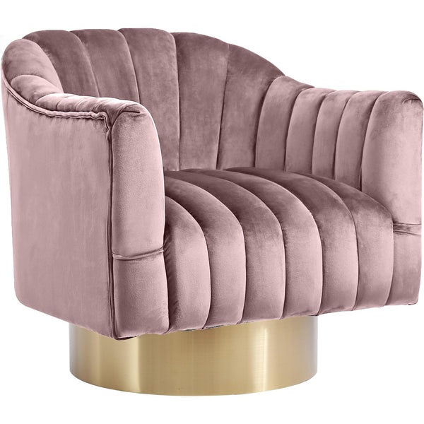 Meridian Farrah Pink Velvet Accent Chair IMAGE 1