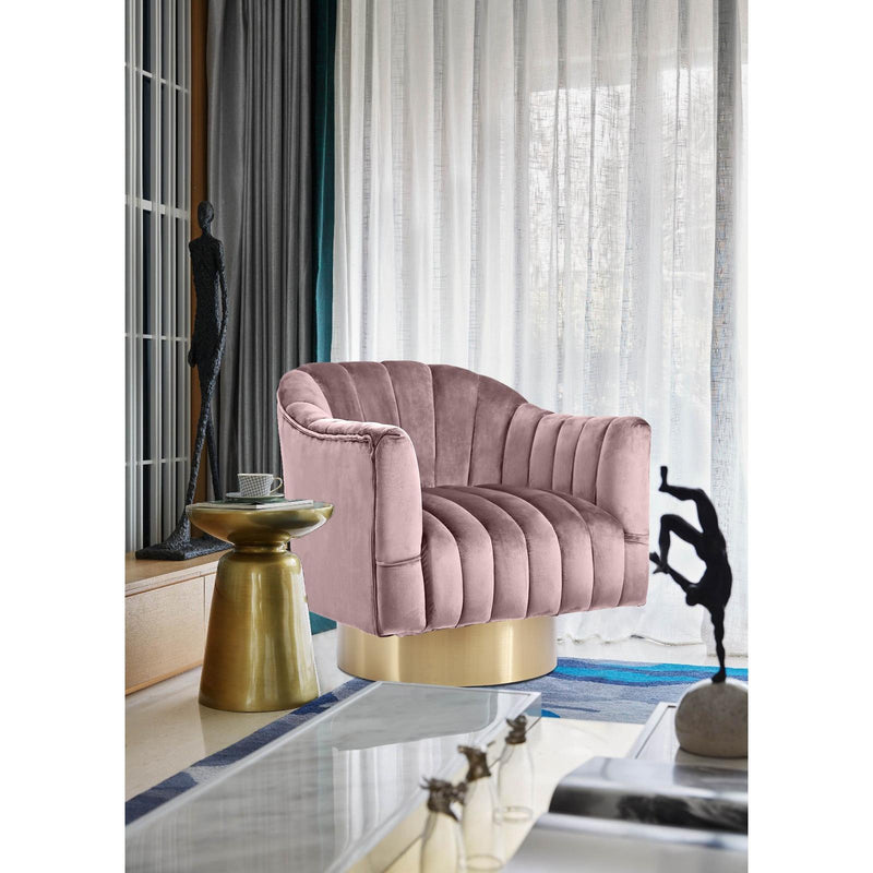 Meridian Farrah Pink Velvet Accent Chair IMAGE 4