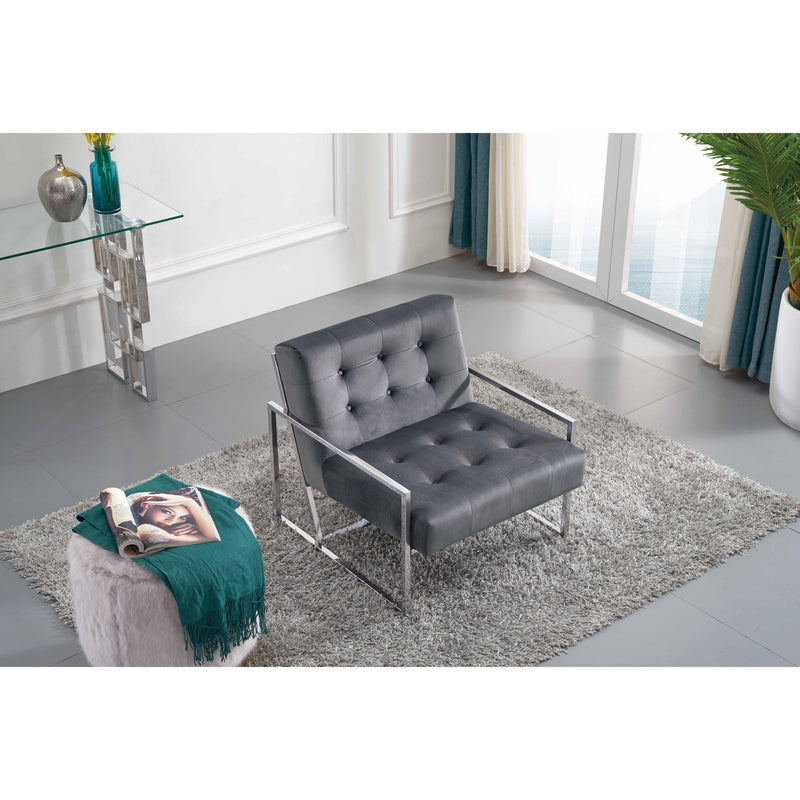 Meridian Alexis Grey Velvet Accent Chair IMAGE 5