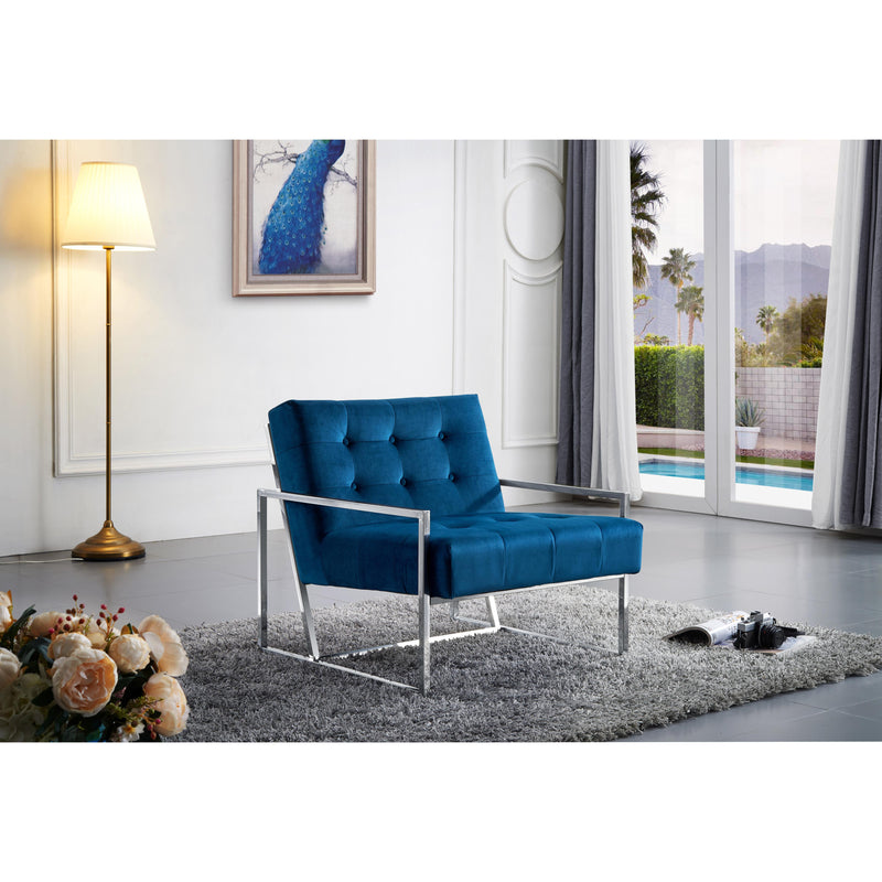 Meridian Alexis Navy Velvet Accent Chair IMAGE 4