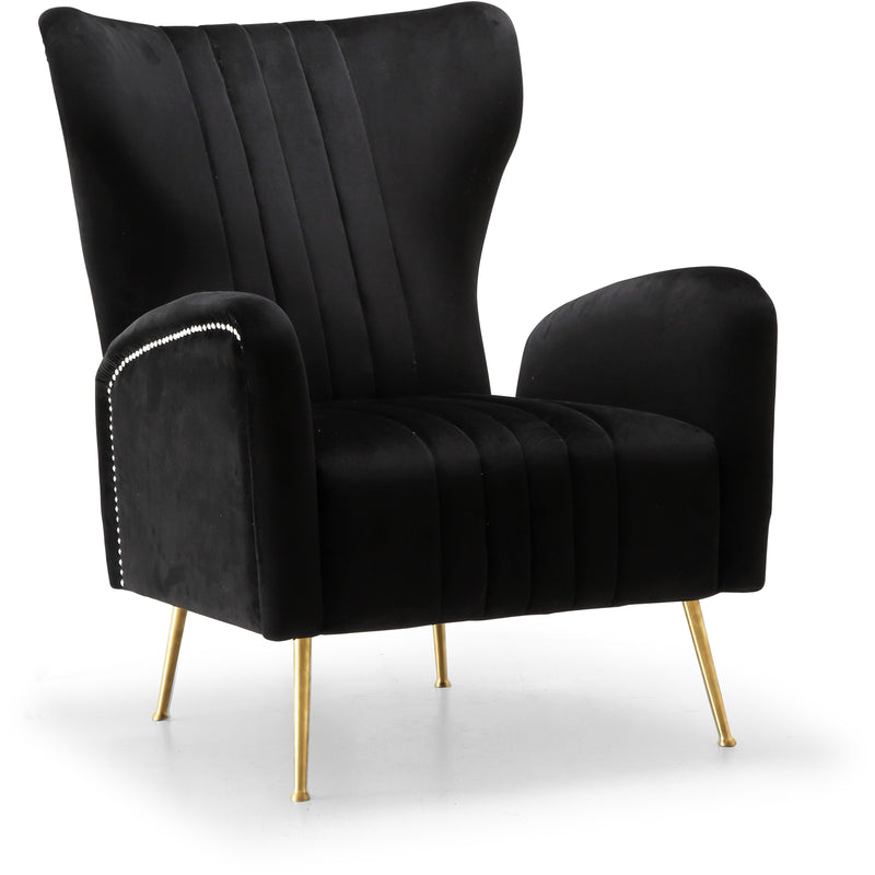 Meridian Opera Black Velvet Accent Chair IMAGE 1