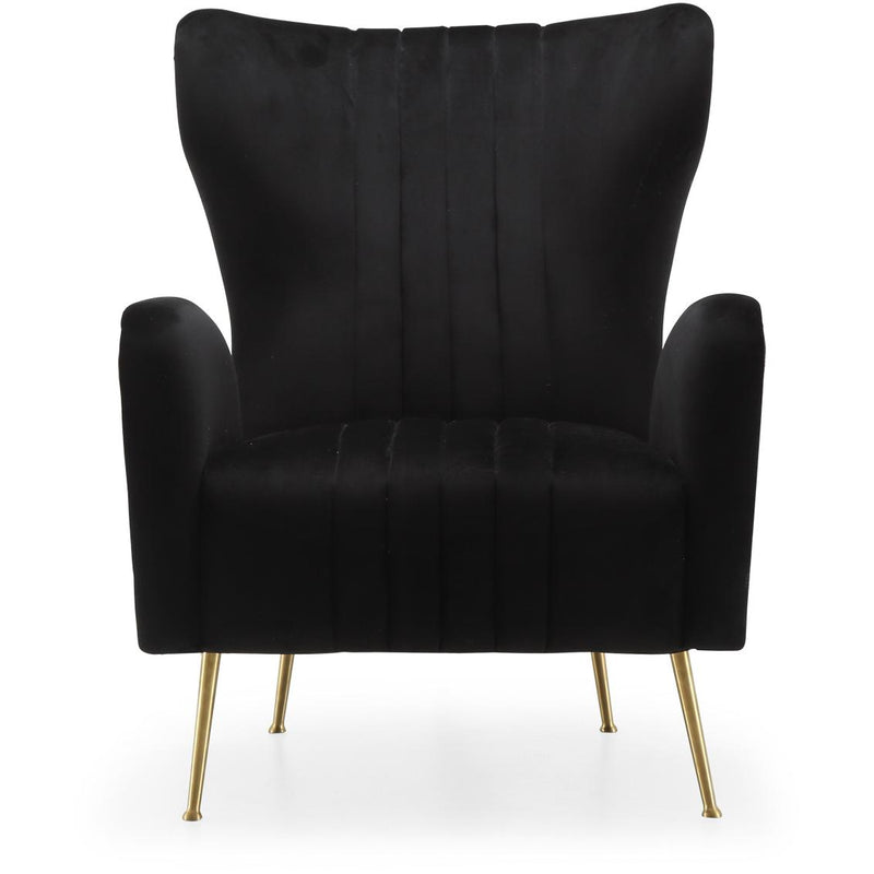 Meridian Opera Black Velvet Accent Chair IMAGE 2