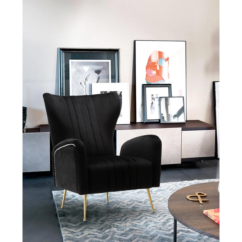 Meridian Opera Black Velvet Accent Chair IMAGE 4