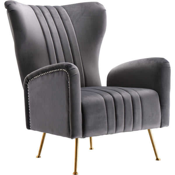 Meridian Opera Grey Velvet Accent Chair IMAGE 1