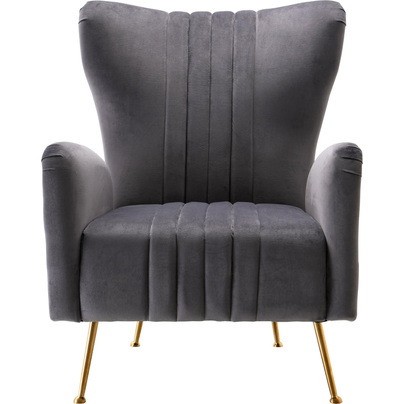 Meridian Opera Grey Velvet Accent Chair IMAGE 2