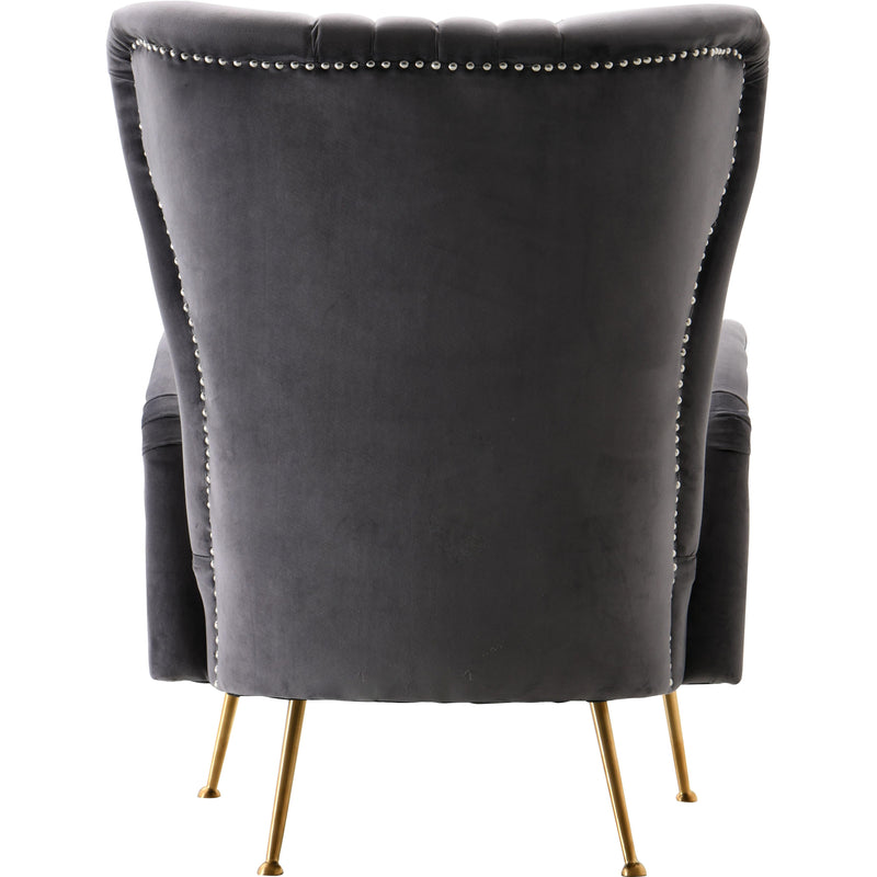 Meridian Opera Grey Velvet Accent Chair IMAGE 3