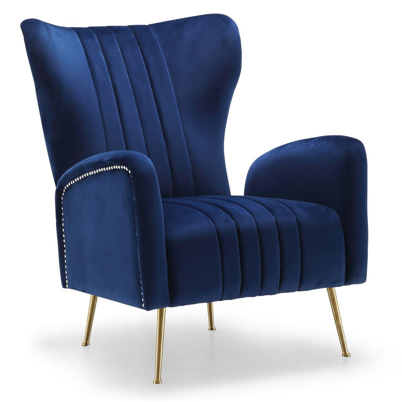 Meridian Opera Navy Velvet Accent Chair IMAGE 1