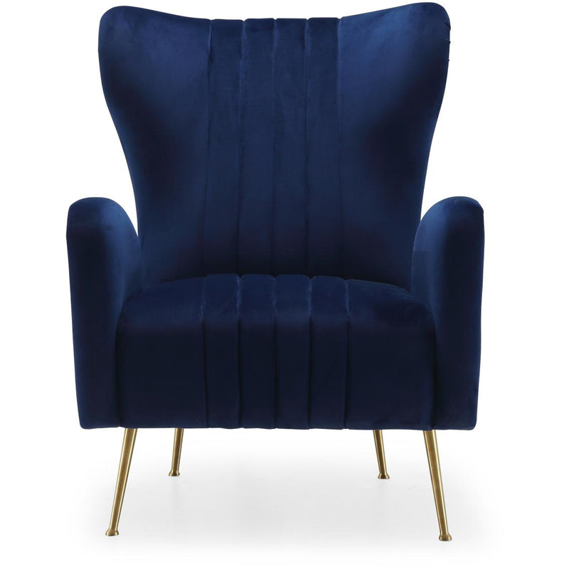 Meridian Opera Navy Velvet Accent Chair IMAGE 2