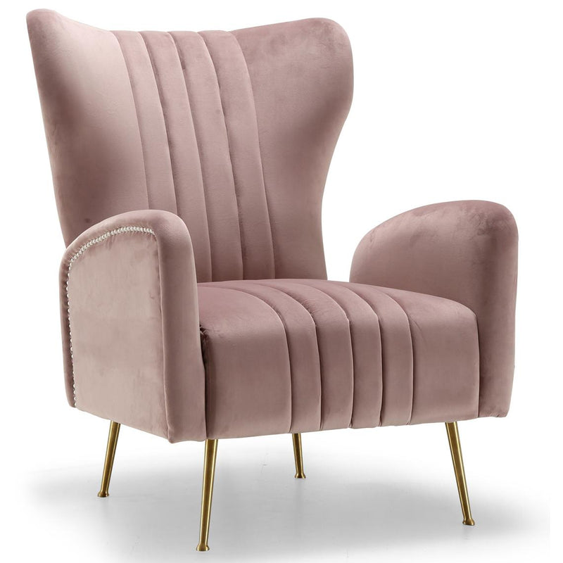 Meridian Opera Pink Velvet Accent Chair IMAGE 1