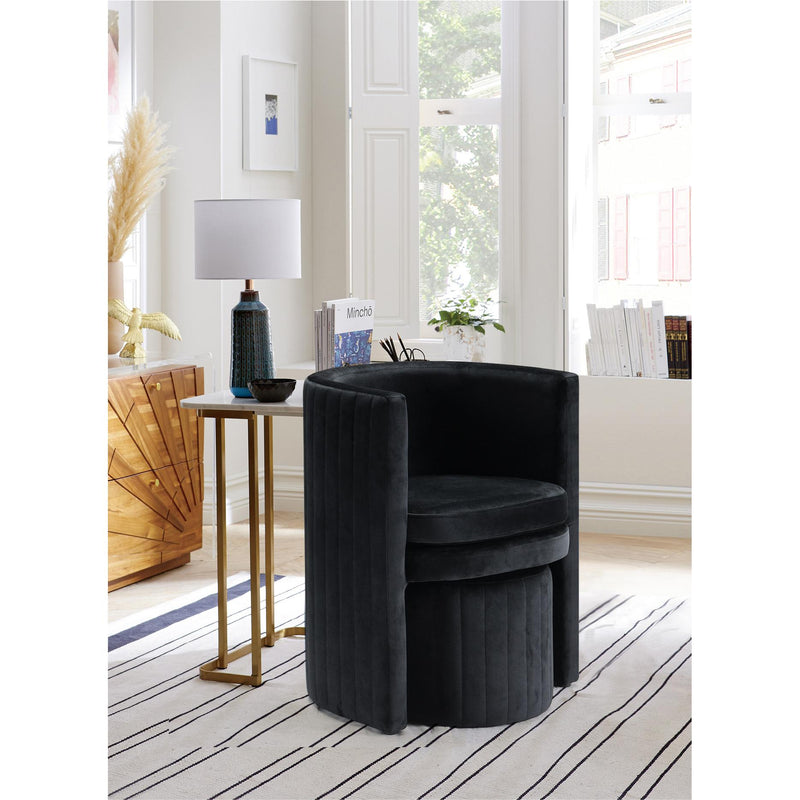 Meridian Selena Black Velvet Accent Chair and Ottoman Set IMAGE 5