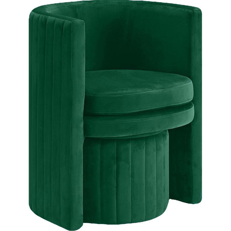 Meridian Selena Green Velvet Accent Chair and Ottoman Set IMAGE 2