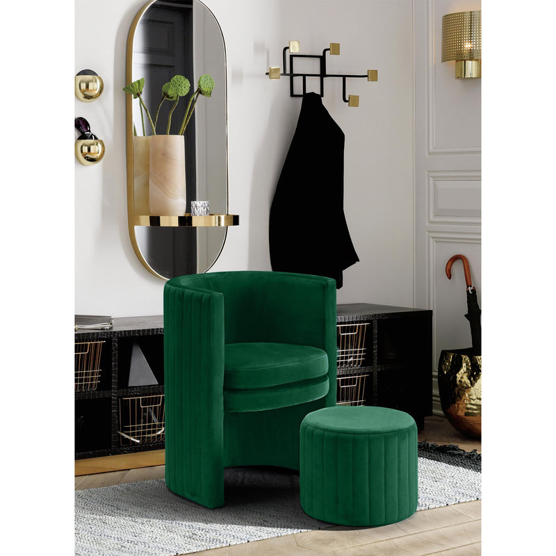 Meridian Selena Green Velvet Accent Chair and Ottoman Set IMAGE 4