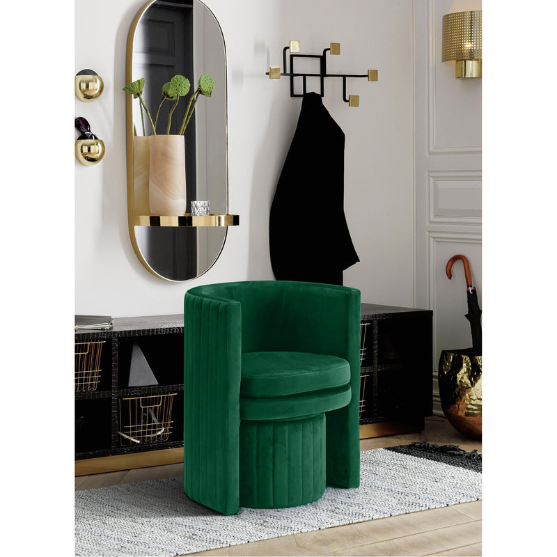 Meridian Selena Green Velvet Accent Chair and Ottoman Set IMAGE 5