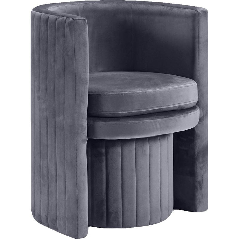 Meridian Selena Grey Velvet Accent Chair and Ottoman Set IMAGE 2