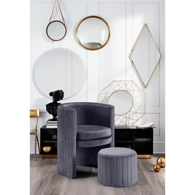 Meridian Selena Grey Velvet Accent Chair and Ottoman Set IMAGE 4