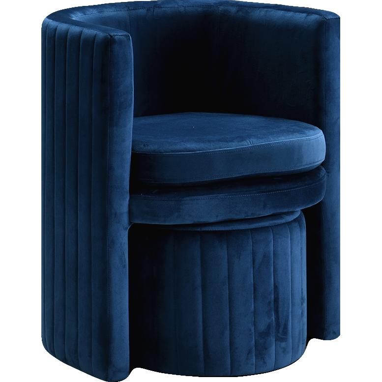 Meridian Selena Navy Velvet Accent Chair and Ottoman Set IMAGE 2