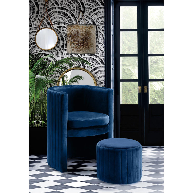 Meridian Selena Navy Velvet Accent Chair and Ottoman Set IMAGE 4