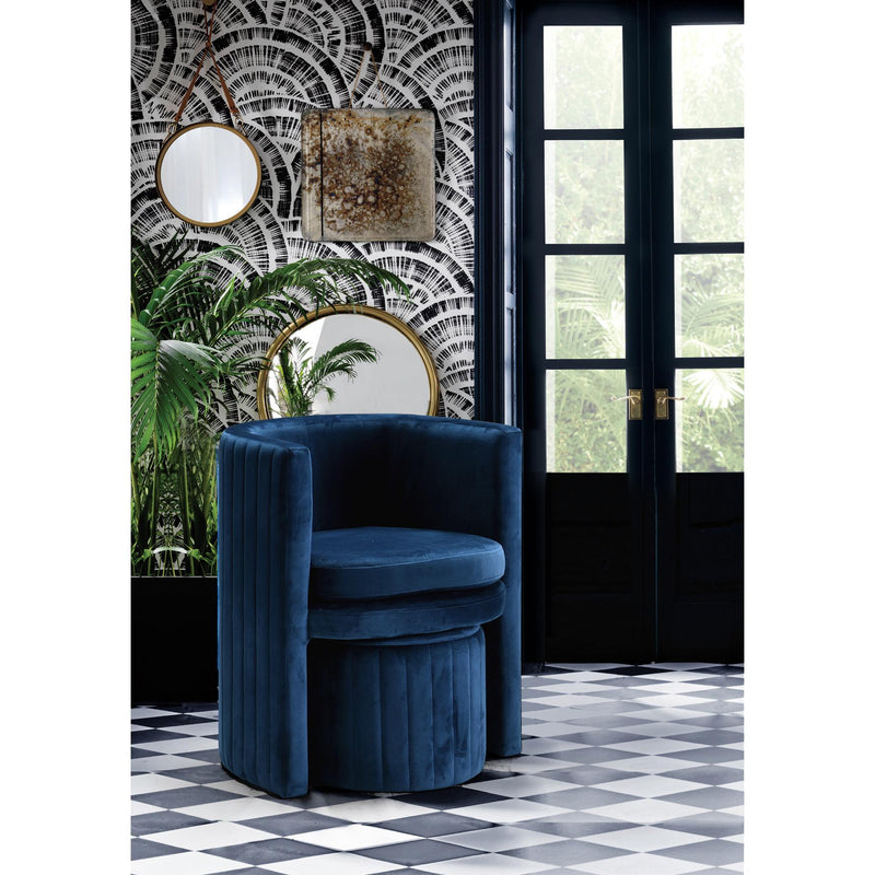 Meridian Selena Navy Velvet Accent Chair and Ottoman Set IMAGE 5