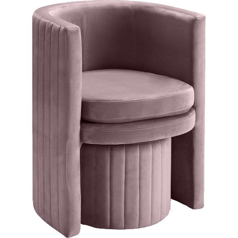 Meridian Selena Pink Velvet Accent Chair and Ottoman Set IMAGE 2