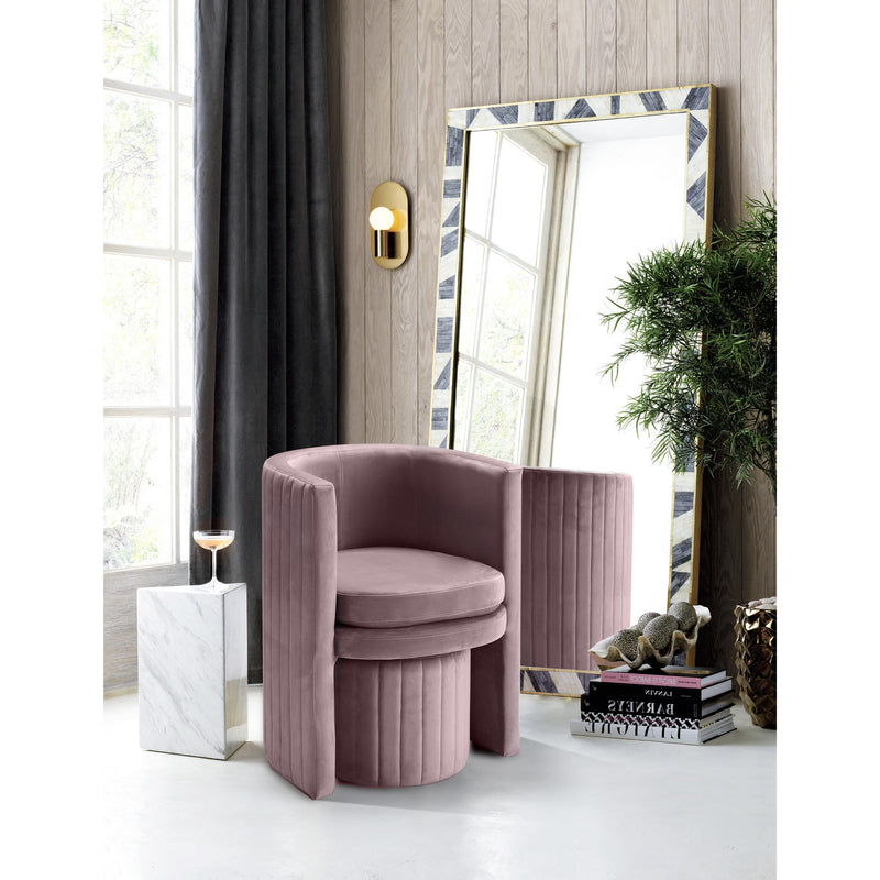 Meridian Selena Pink Velvet Accent Chair and Ottoman Set IMAGE 5