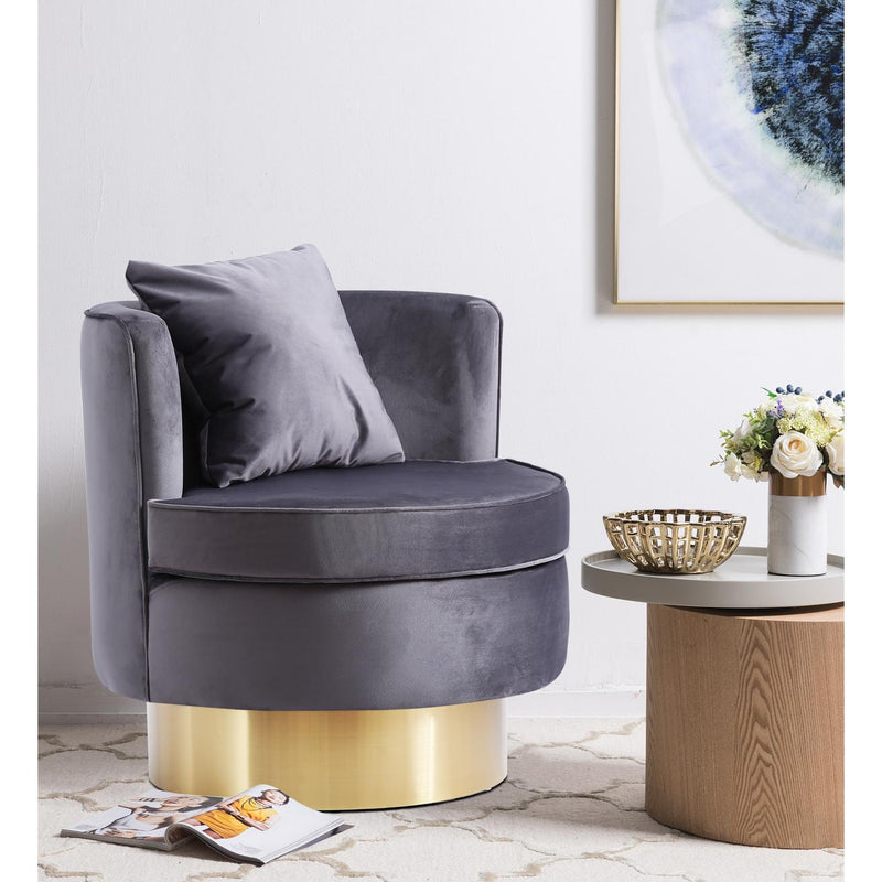 Meridian Kendra Grey Velvet Accent Chair IMAGE 4