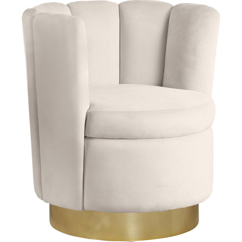 Meridian Lily Cream Velvet Accent Chair IMAGE 1