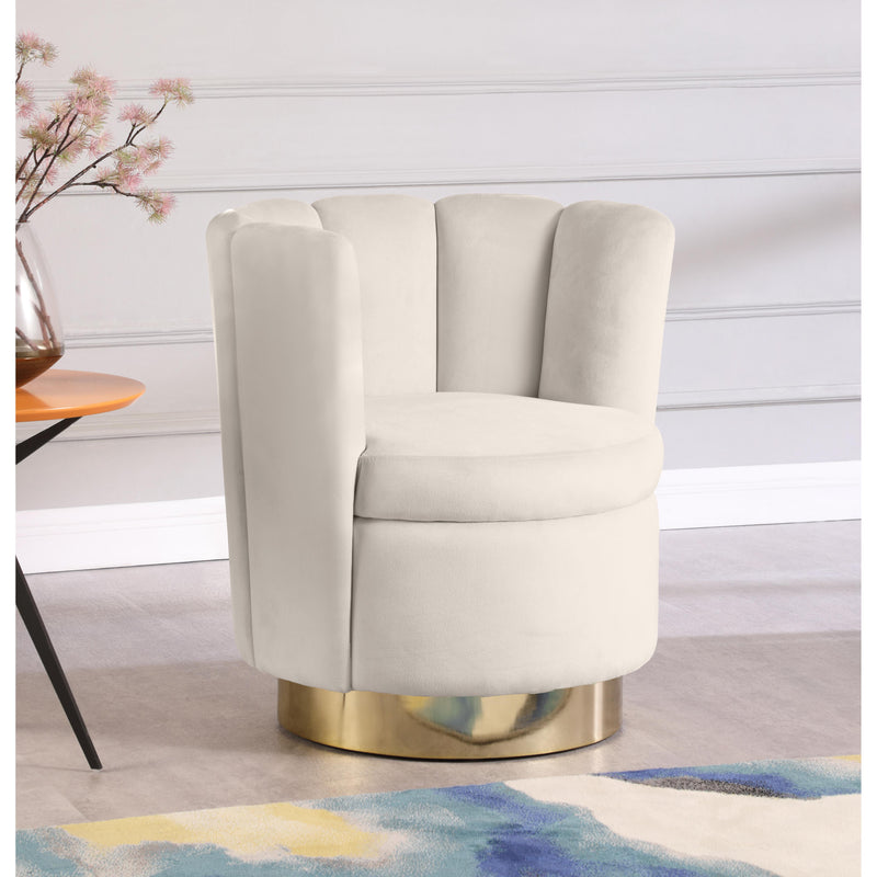 Meridian Lily Cream Velvet Accent Chair IMAGE 5