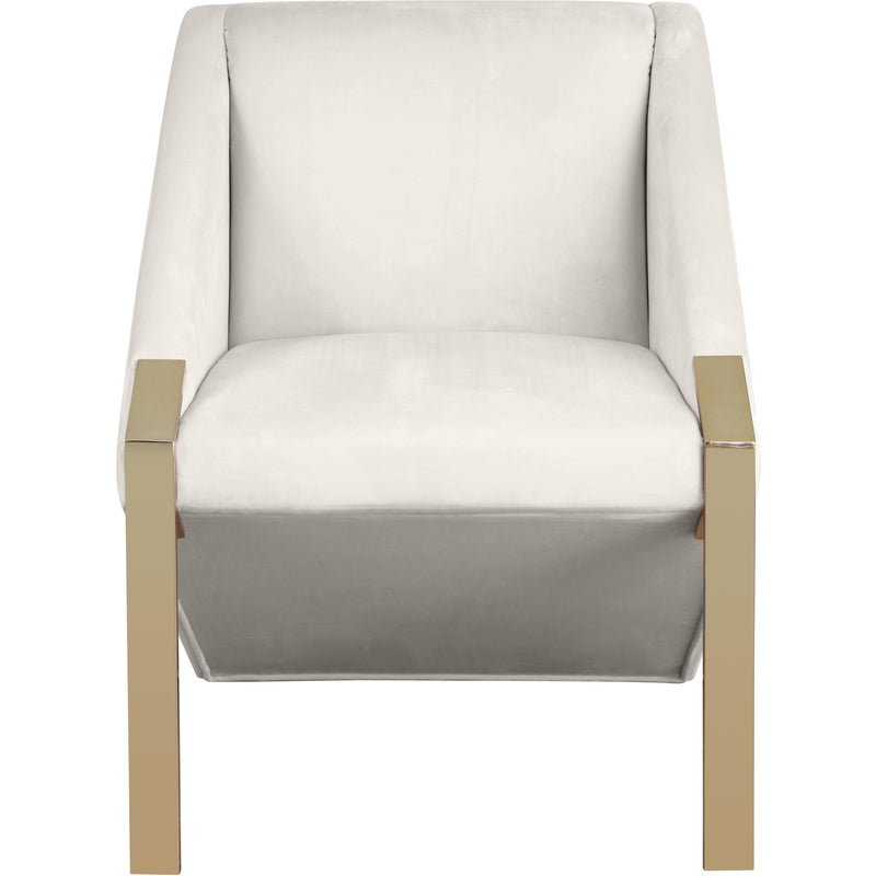 Meridian Rivet Cream Velvet Accent Chair IMAGE 2