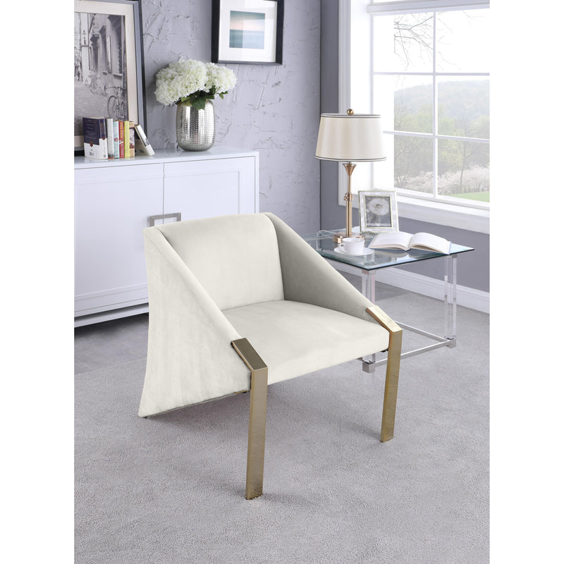 Meridian Rivet Cream Velvet Accent Chair IMAGE 4