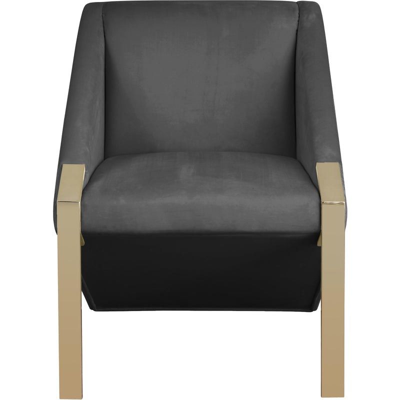 Meridian Rivet Grey Velvet Accent Chair IMAGE 2