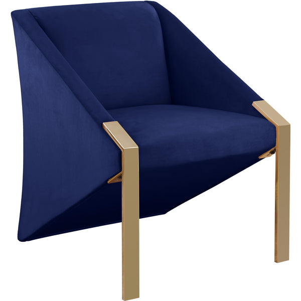 Meridian Rivet Navy Velvet Accent Chair IMAGE 1