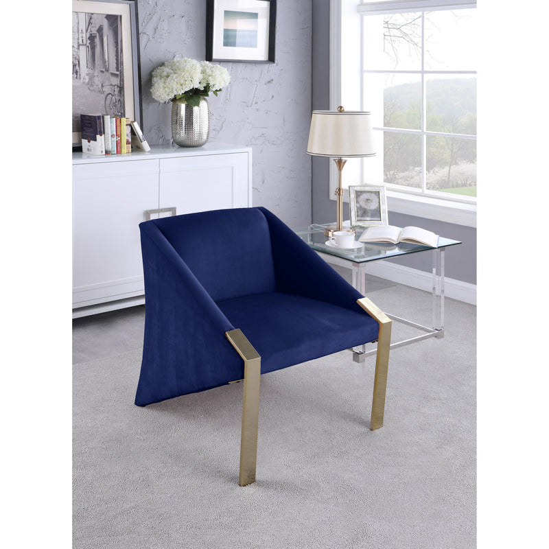 Meridian Rivet Navy Velvet Accent Chair IMAGE 4