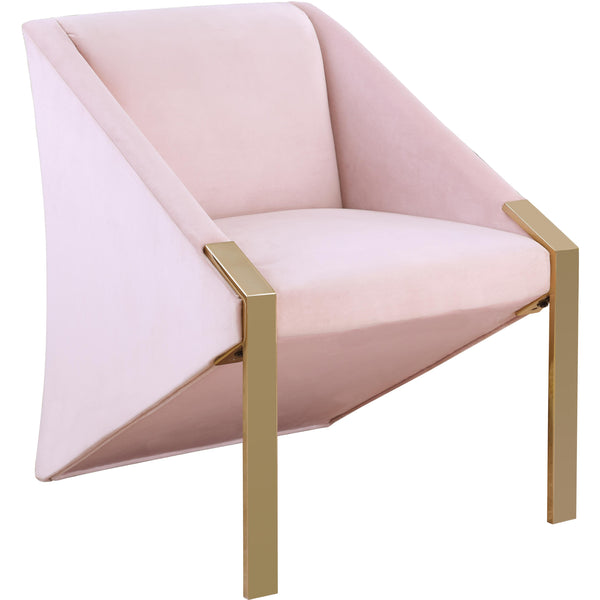 Meridian Rivet Pink Velvet Accent Chair IMAGE 1