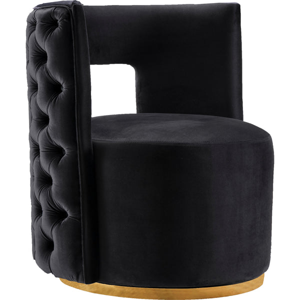 Meridian Theo Black Velvet Accent Chair IMAGE 1