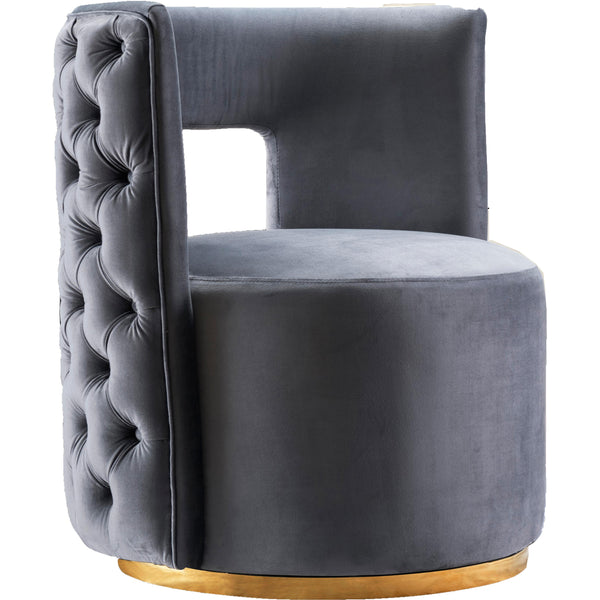 Meridian Theo Grey Velvet Accent Chair IMAGE 1