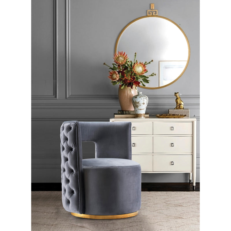 Meridian Theo Grey Velvet Accent Chair IMAGE 4