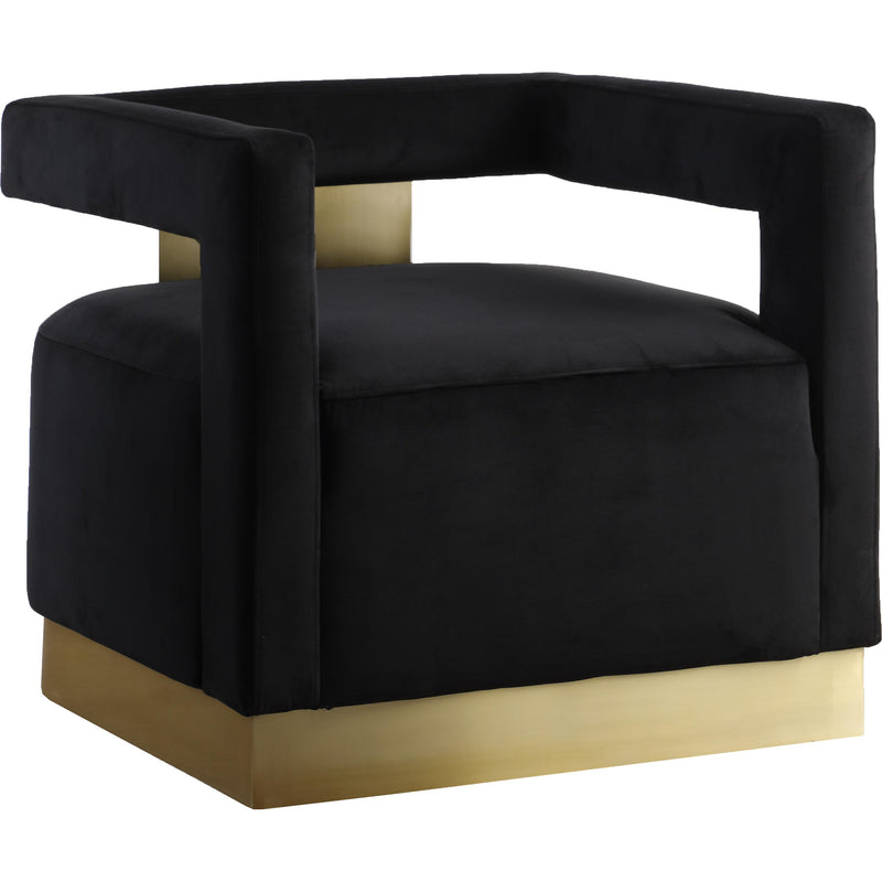 Meridian Armani Black Velvet Accent Chair IMAGE 1